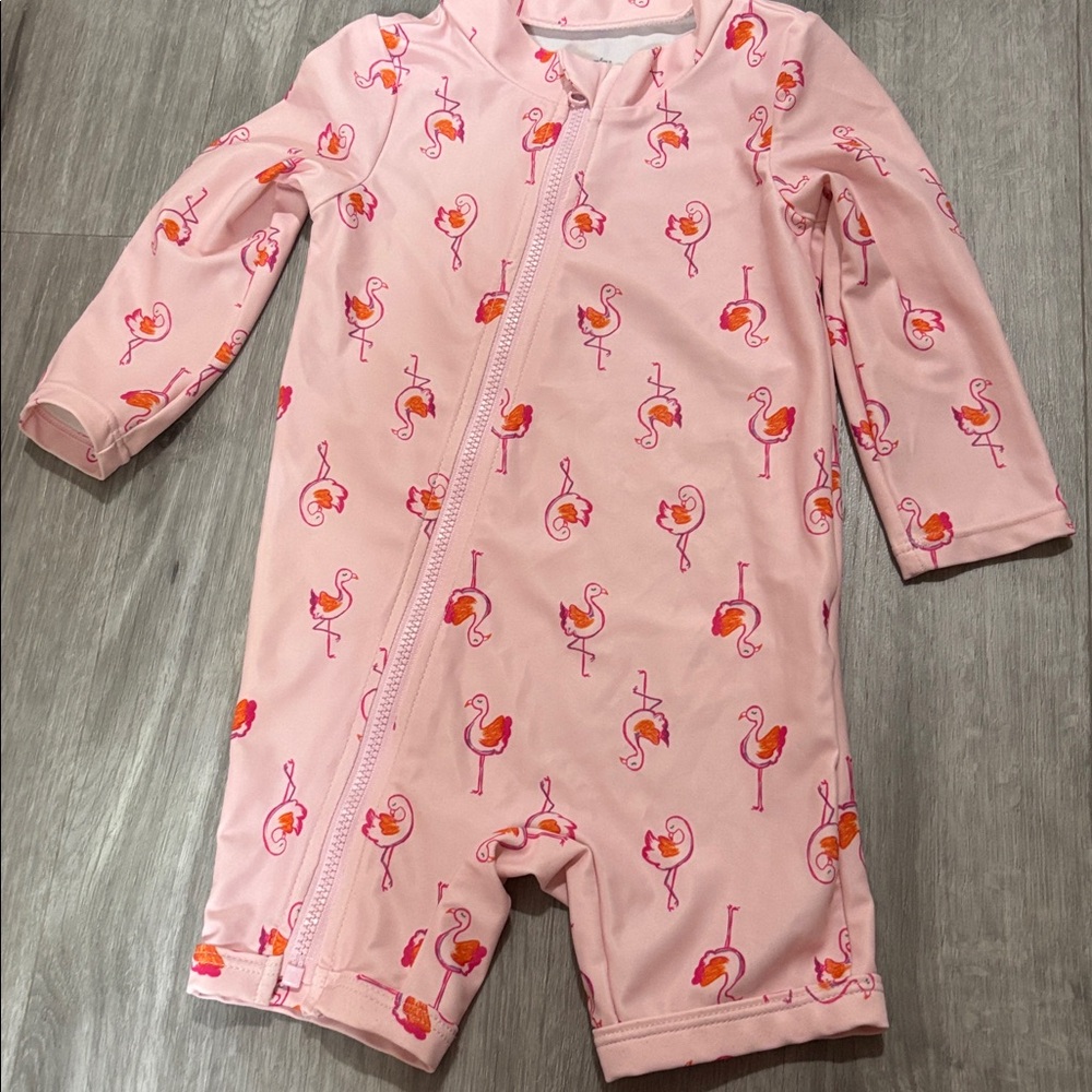Carter's Pink Flamingo long sleeve swimsuit